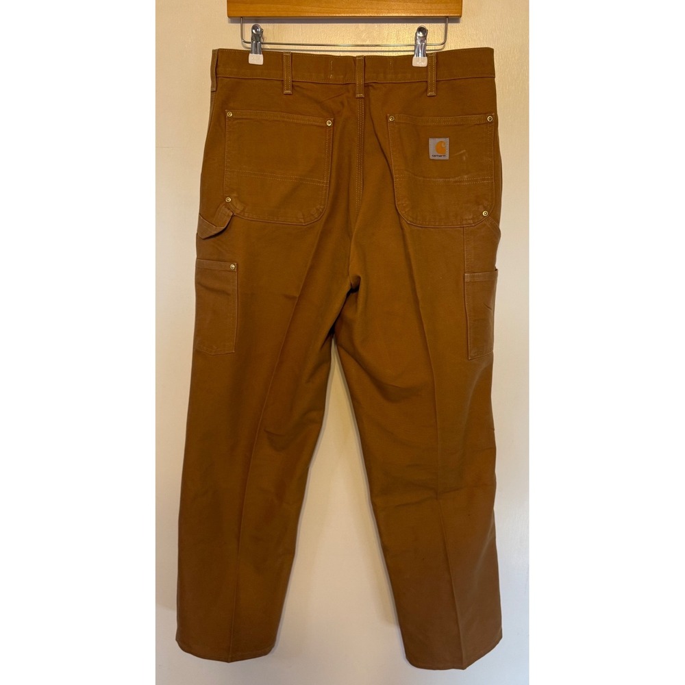 Carhartt Mens Loose Fit Firm Duck Double Front Logger Work Pants Brown 36x32